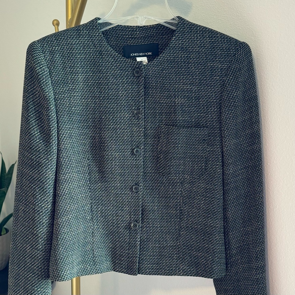 NWT Jones New York Collarless Blazer - Black/Tan - Size 8